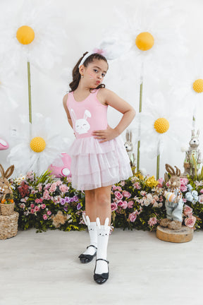 Vestido rosa Coelhinha Páscoa